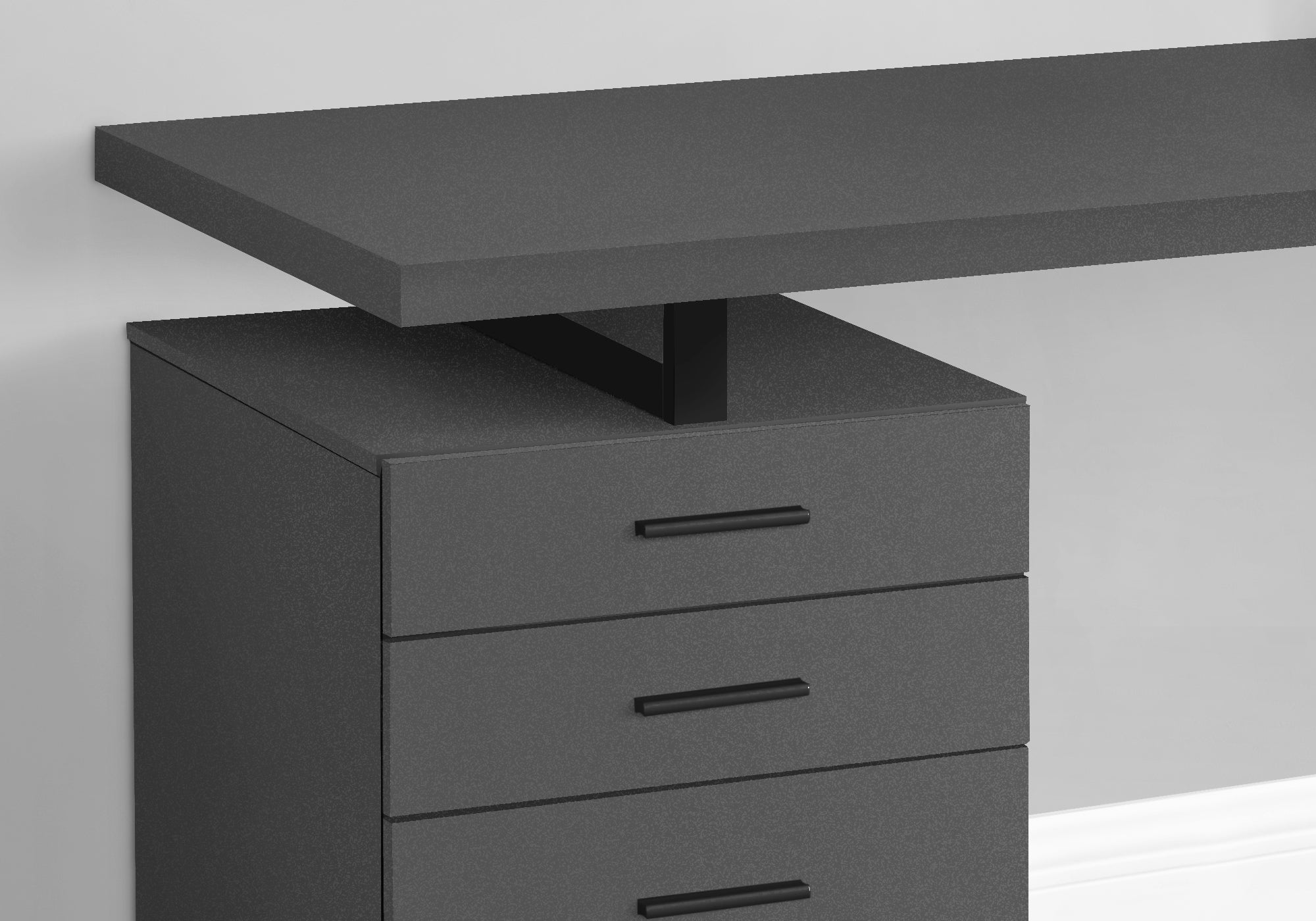 BUREAU D'ORDINATEUR - 48"L / GRIS MODERNE / METAL NOIR / G/D