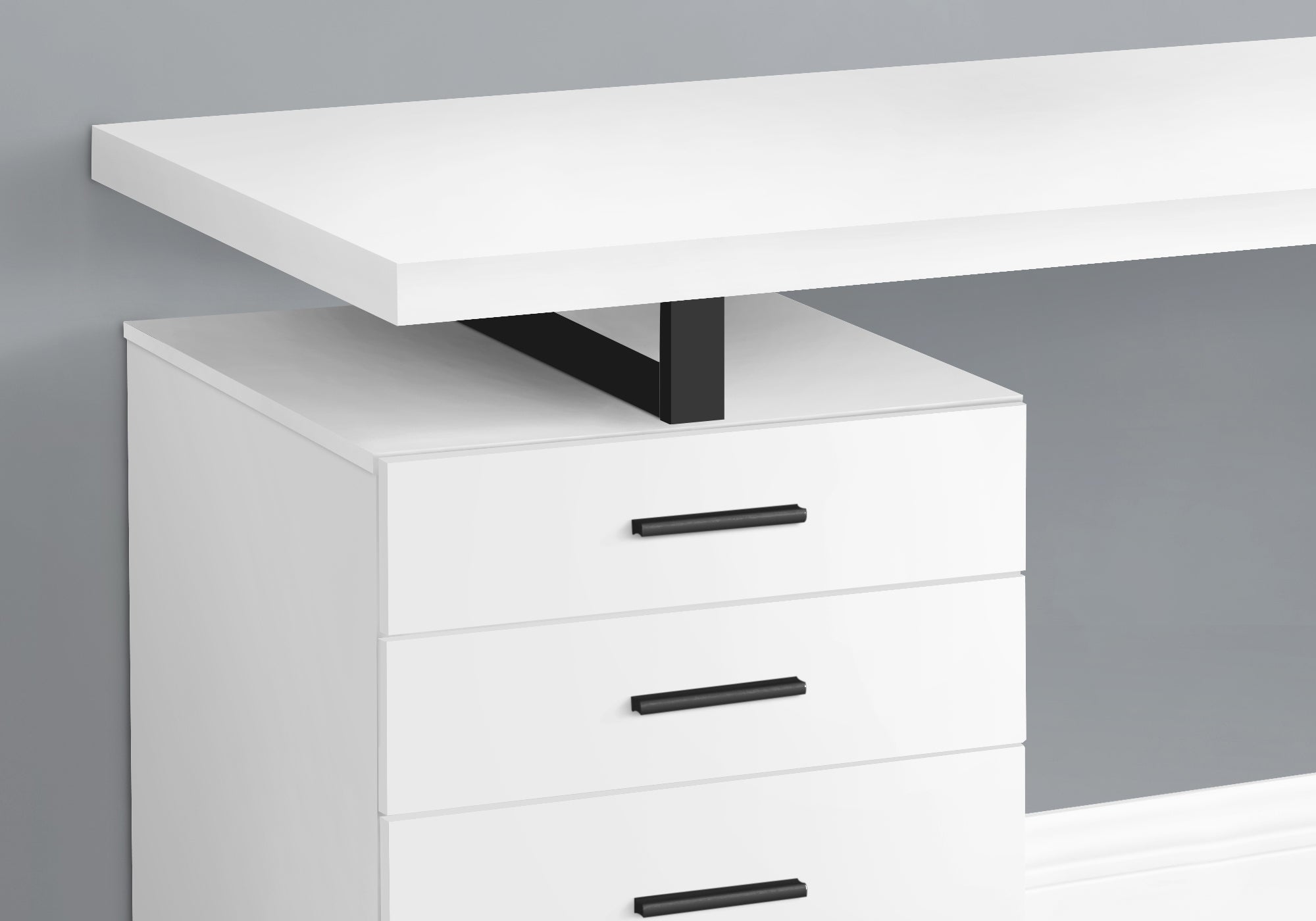 BUREAU D'ORDINATEUR - 48"L / BLANC / METAL NOIR / FACE G/D