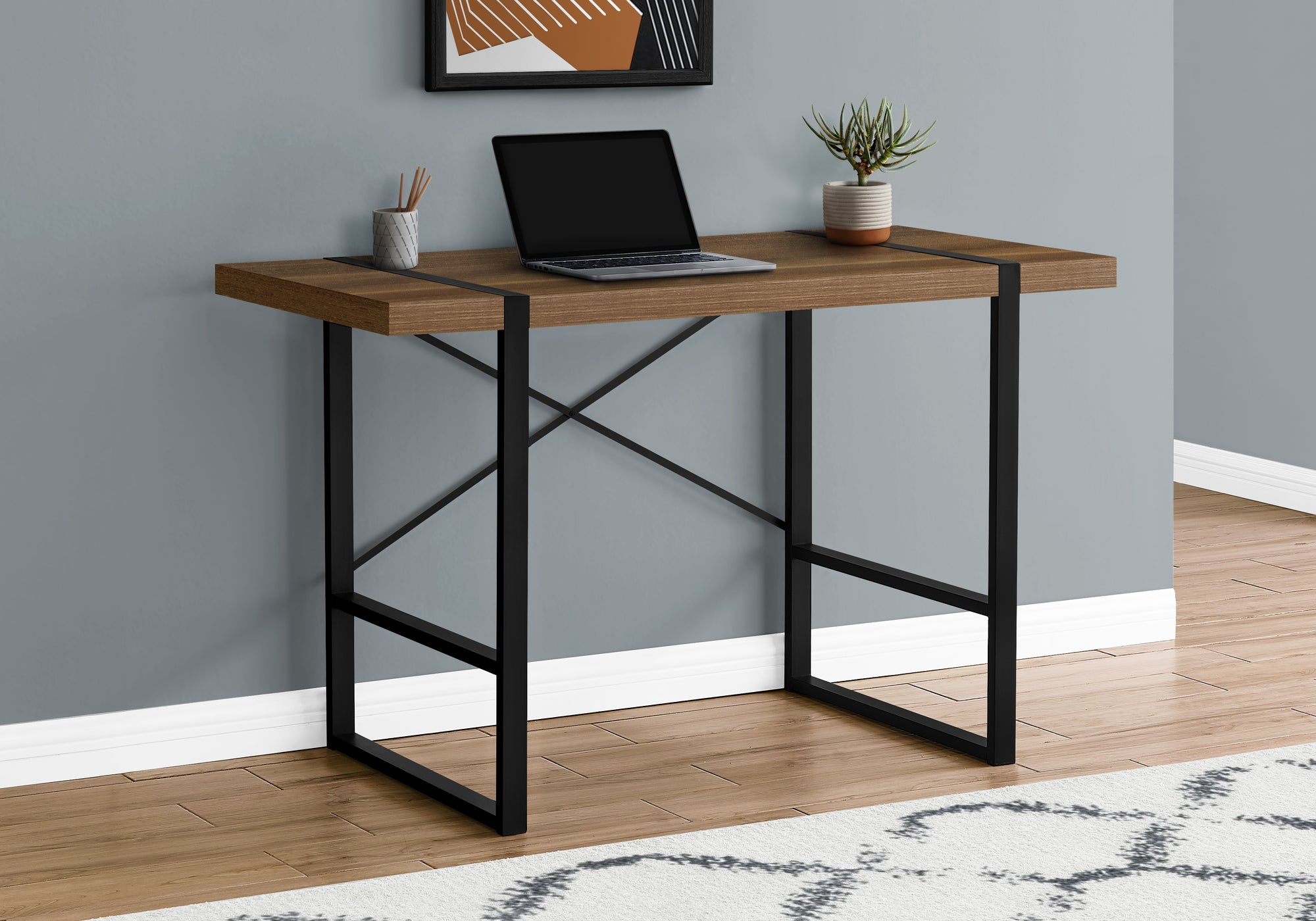 BUREAU D'ORDINATEUR - 48"L / NOYER / METAL NOIR