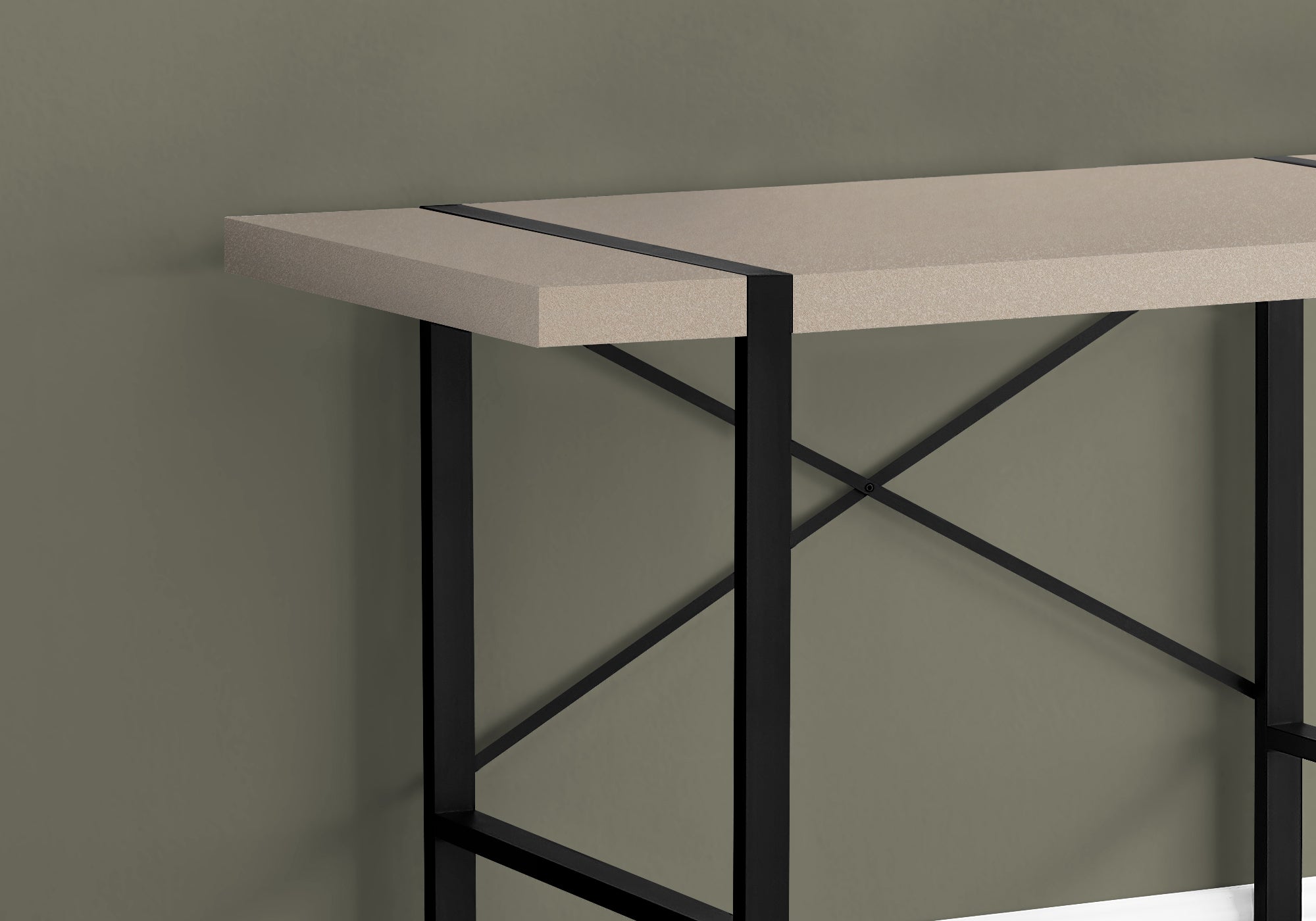 BUREAU D'ORDINATEUR - 48"L / TAUPE MODERNE / METAL NOIR