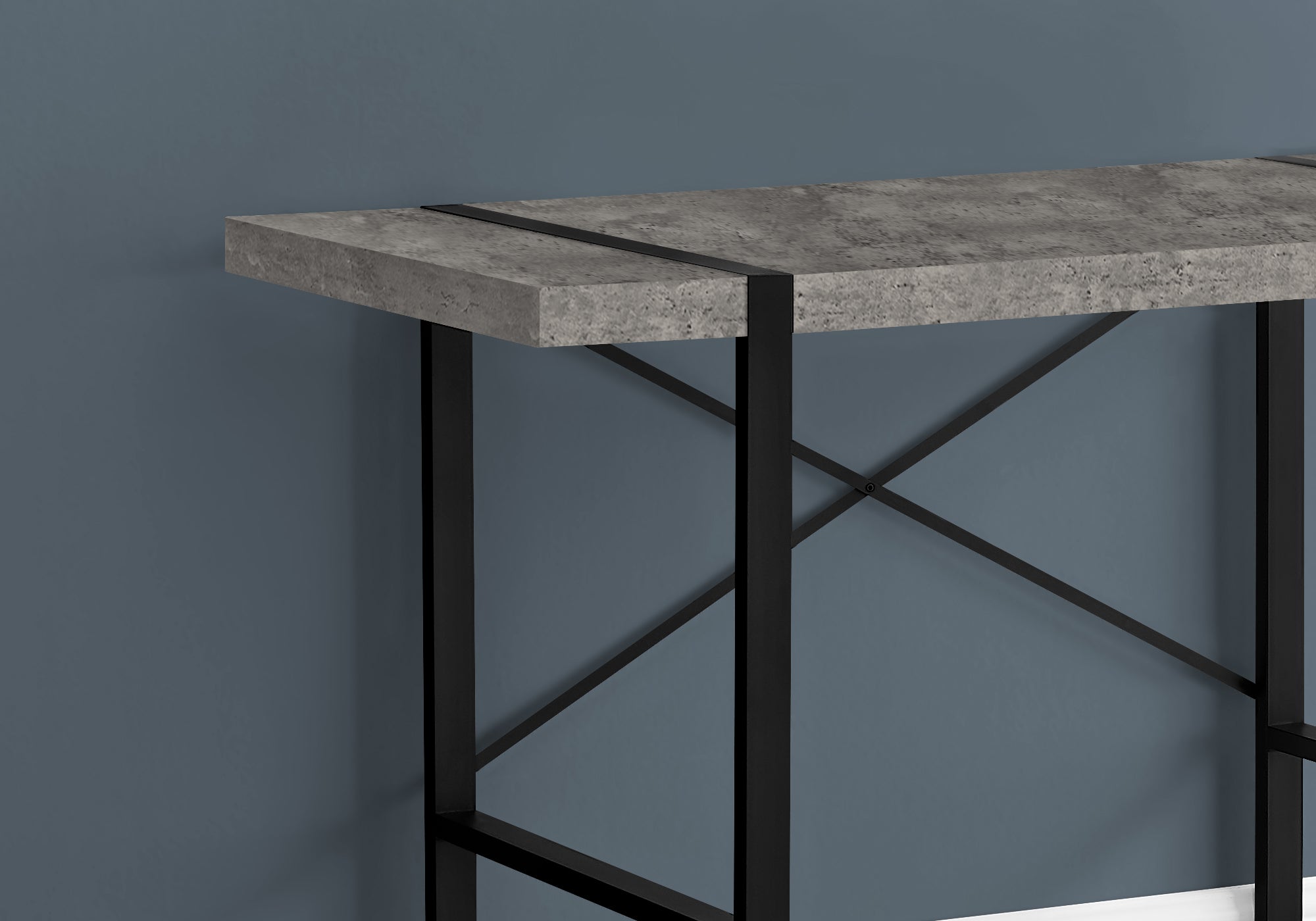 COMPUTER DESK - 48"L / GREY CONCRETE-LOOK / BLACK METAL