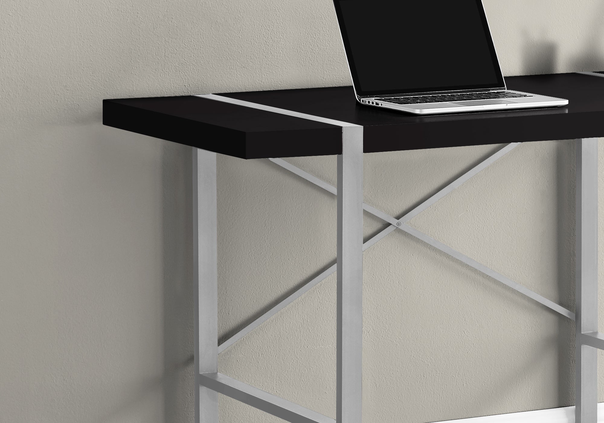 BUREAU D'ORDINATEUR - 48"L / NOIR / METAL ARGENT