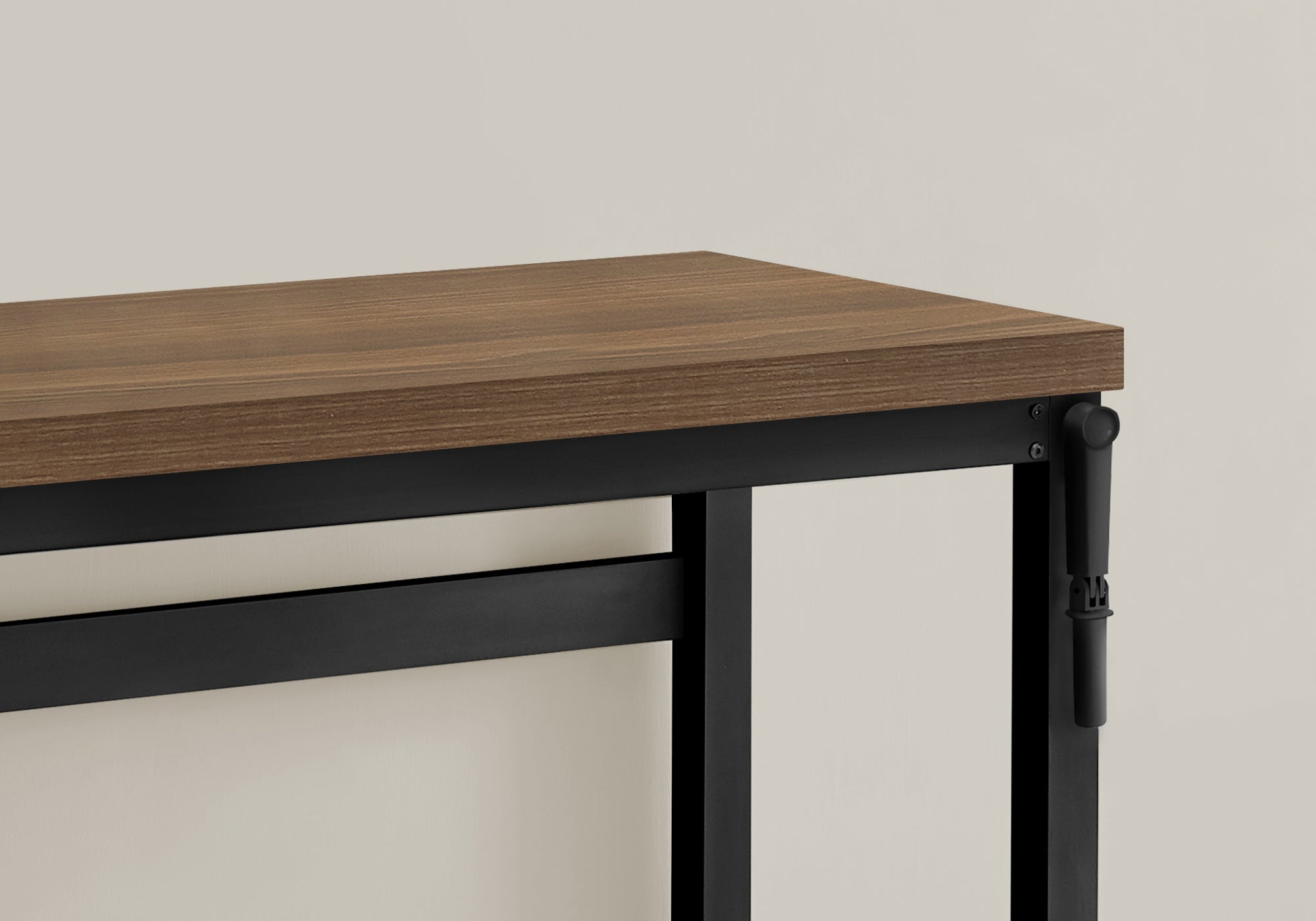 BUREAU D'ORDINATEUR - 48"L / NOYER / HAUTEUR AJUSTABLE / METAL NOIR