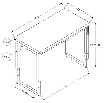 BUREAU D'ORDINATEUR - 48"L / BOIS RÉCUPÉRÉ / HAUTEUR AJUSTABLE / NOIR 