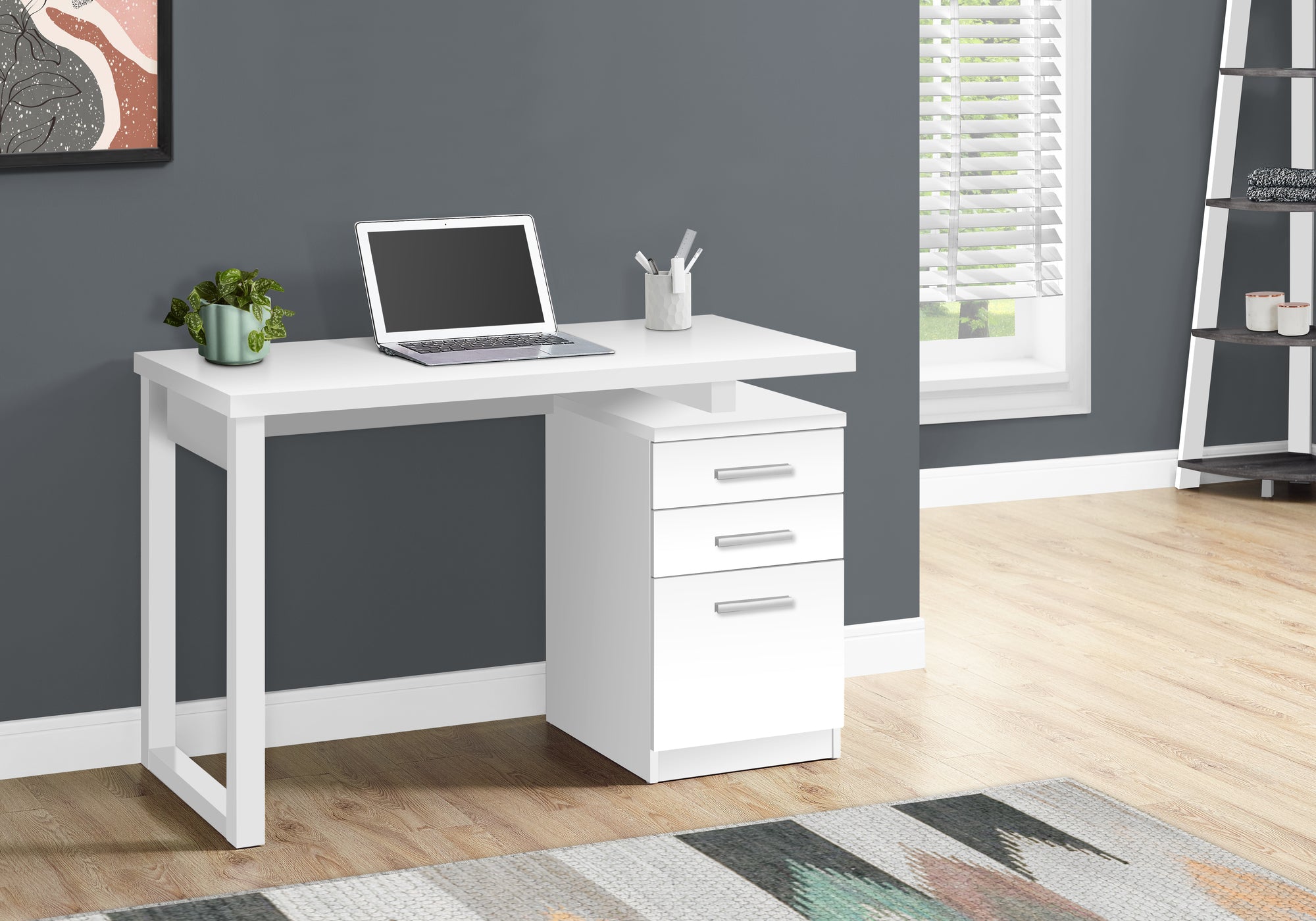 BUREAU D'ORDINATEUR - 48"L / BLANC ORIENTATION GAUCHE OU DROITE