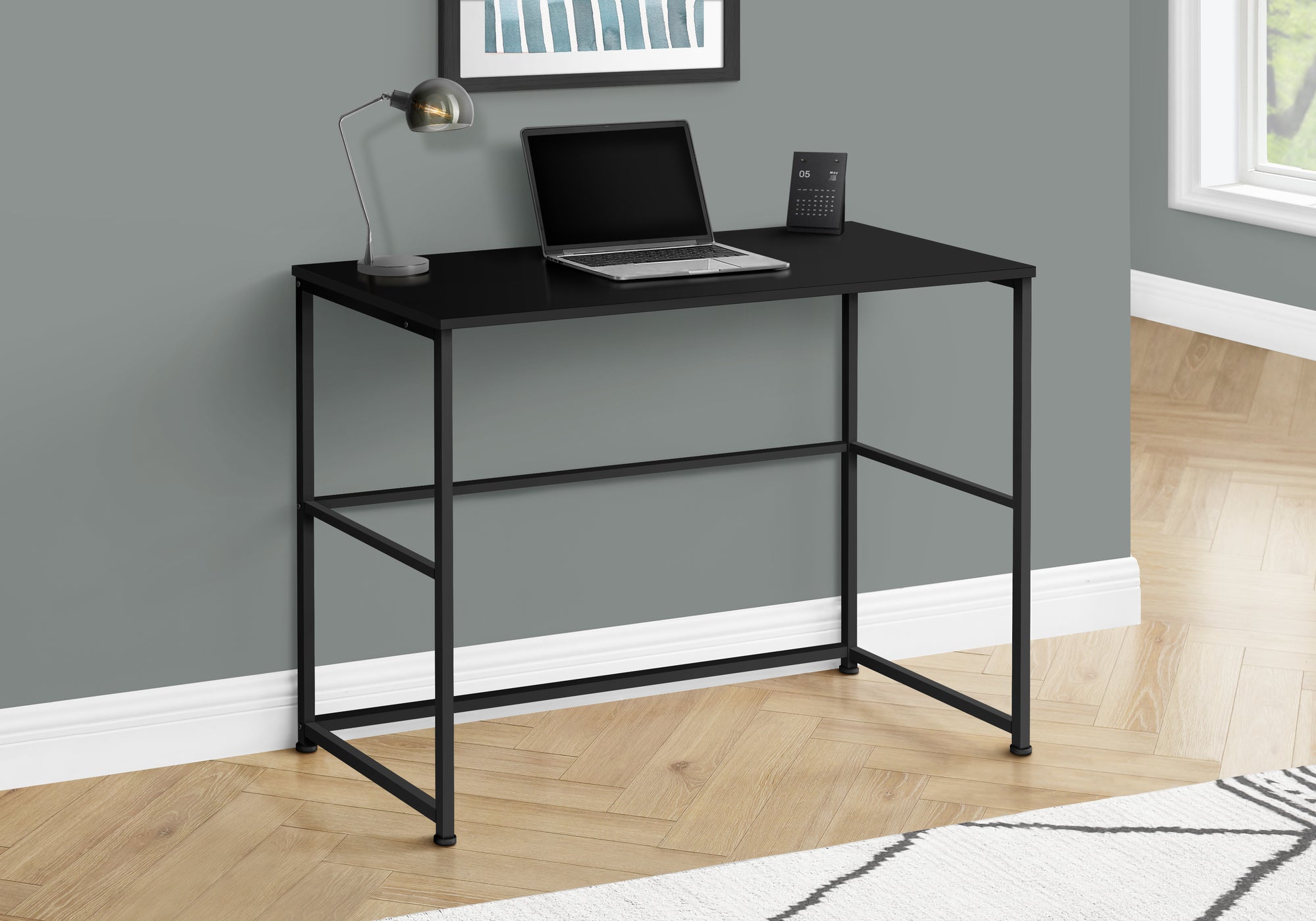 BUREAU D'ORDINATEUR - 40"L / NOIR / MÉTAL NOIR