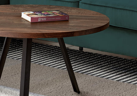 TABLE BASSE - 36"DIA/BOIS DE RÉCUPÉRATION BRUN/MÉTAL NOIR