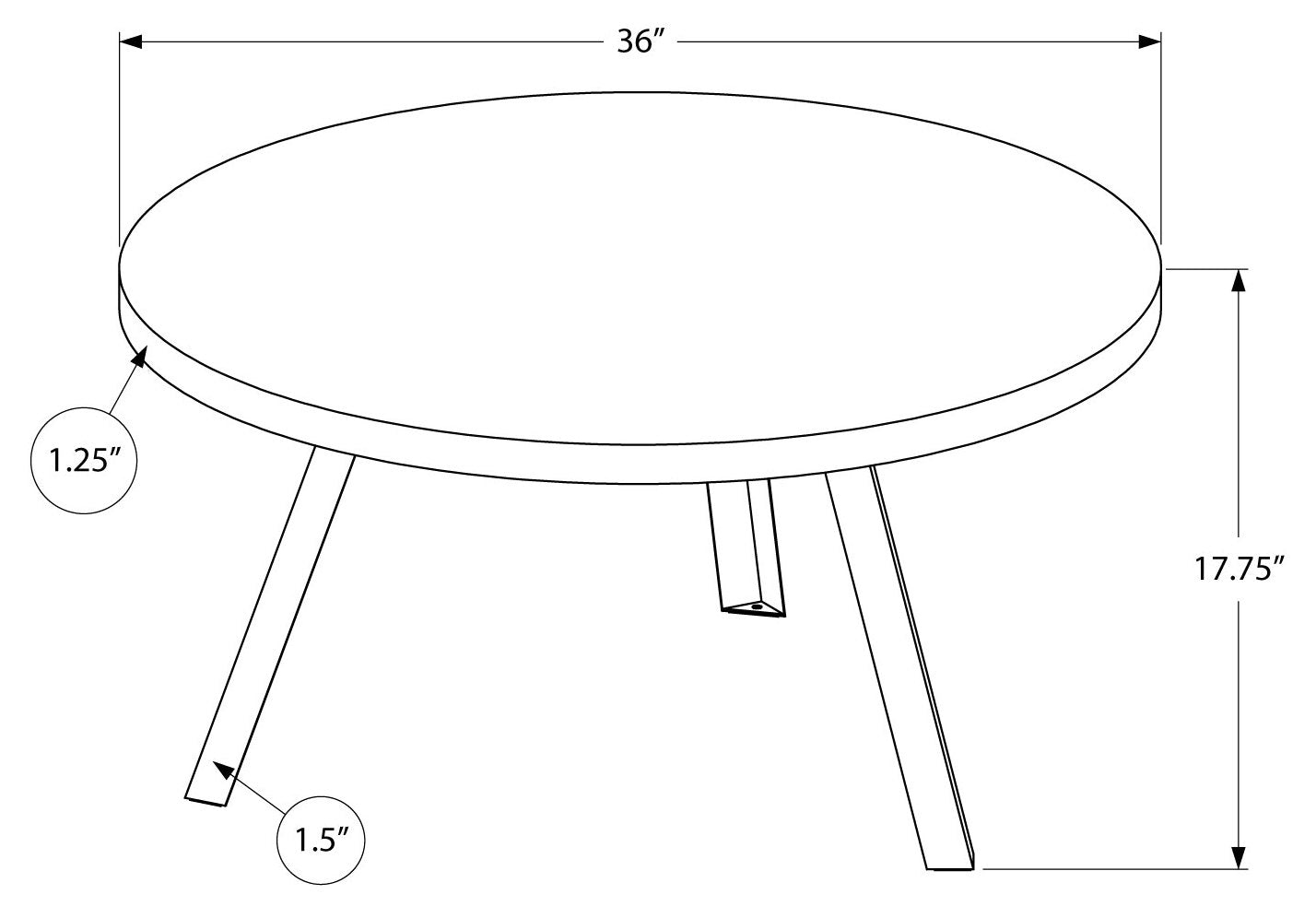 TABLE BASSE - 36"DIA/ PIN DORÉ / METAL NOIR 