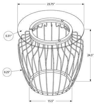 TABLE D'APPOINT - 24"H / MÉTAL DORÉ AVEC VERRE TREMPÉ