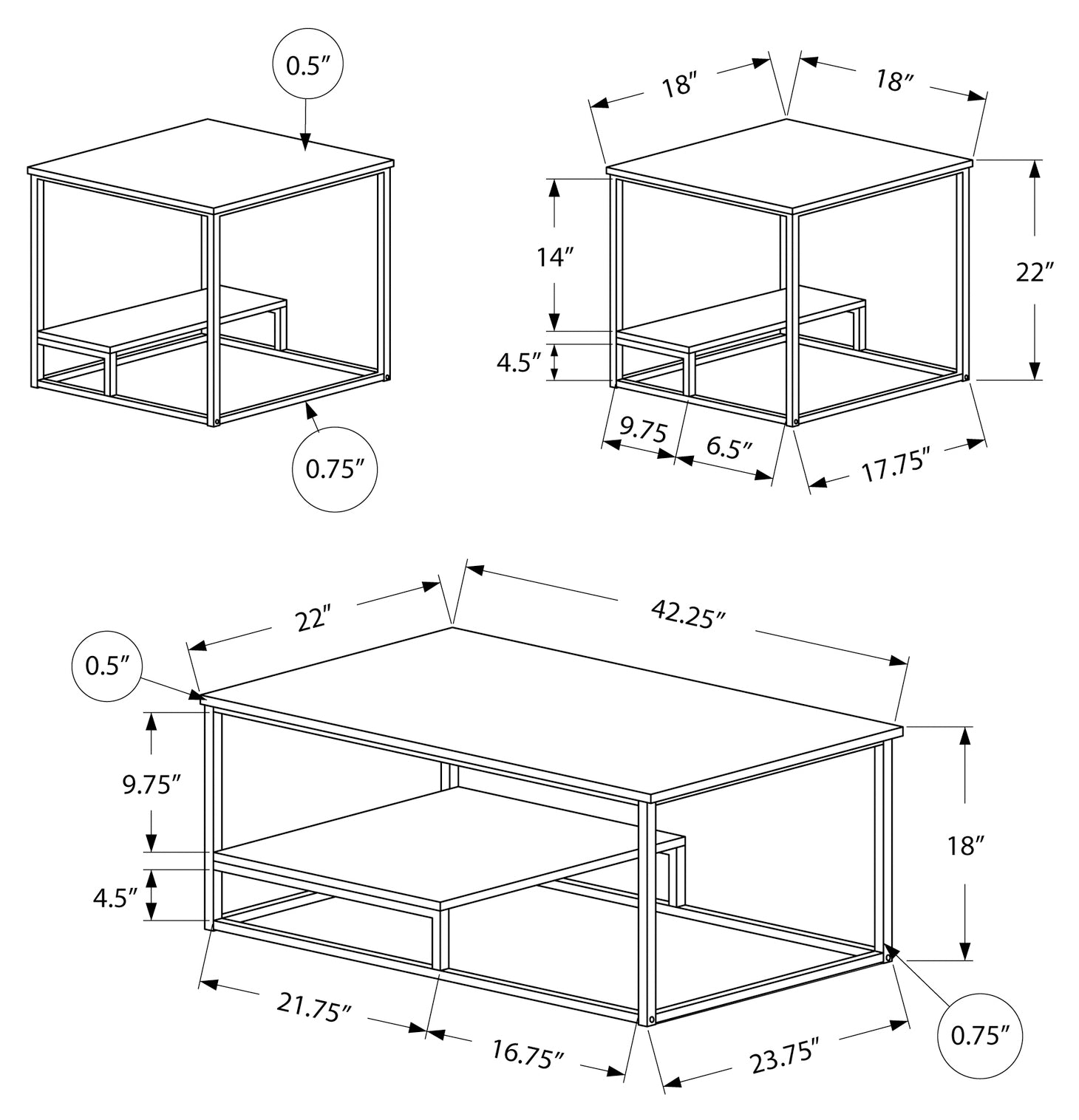 SET DE TABLE - 3PCS / BLANC / METAL ARGENT