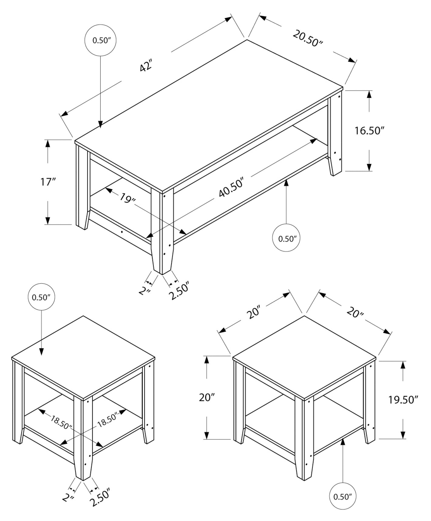 SET DE TABLE - 3PCS / GRIS