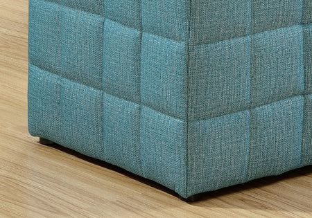 POUF - TISSU ASPECT LIN BLEU CLAIR