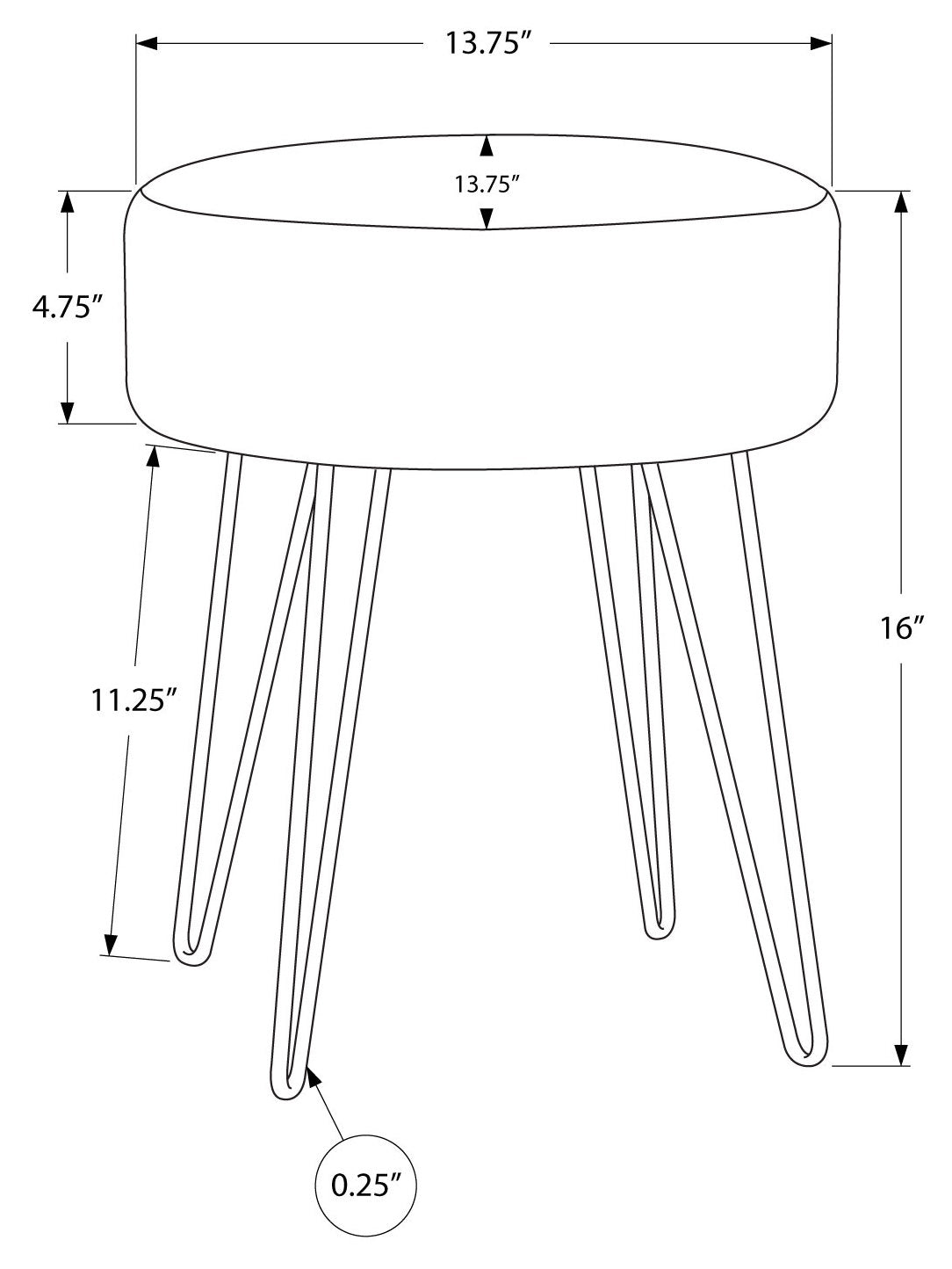 POUF - TISSU BLEU / PIEDS EN MÉTAL DORÉ