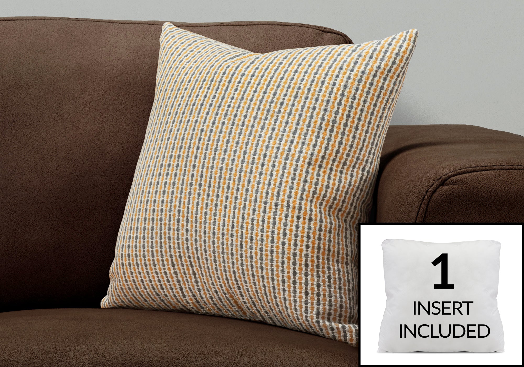 COUSSIN - 18"X 18" / OR / POIS ABSTRAIT GRIS / 1PC