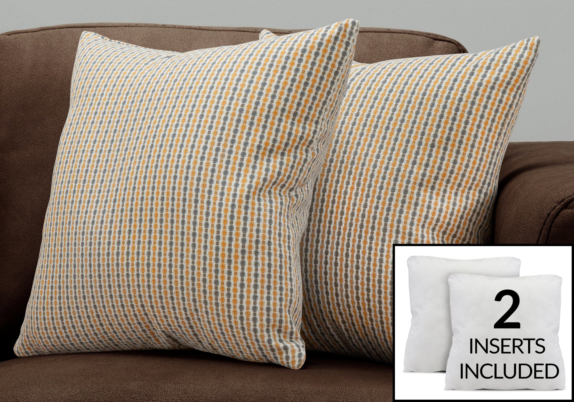 COUSSIN - 18"X 18" / OR / POIS ABSTRAIT GRIS / 2PCS