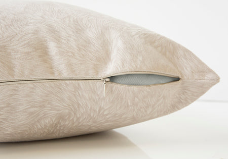 COUSSIN - 18"X 18" / VELOURS À PLUMES TAUPE PÂLE / 2PCS