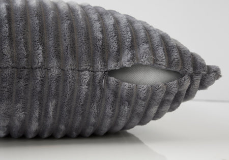 COUSSIN - 18"X 18" / STYLE CÔTELÉ ULTRA DOUX GRIS / 2PCS
