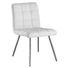 CHAISE DE SALLE A MANGER - 2PCS / 32"H / SIMILI-CUIR BLANC / CHROME