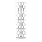 BIBLIOTHÈQUE - 62"H / BLANC / ÉTAGERE EN COIN MÉTAL BLANC 