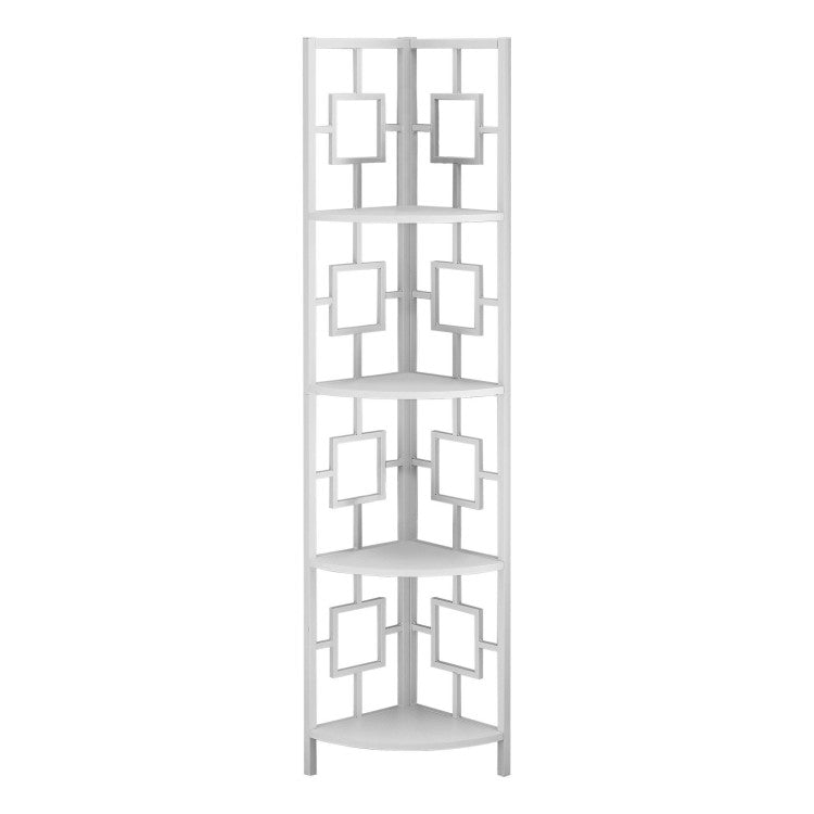 BIBLIOTHÈQUE - 62"H / BLANC / ÉTAGERE EN COIN MÉTAL BLANC 