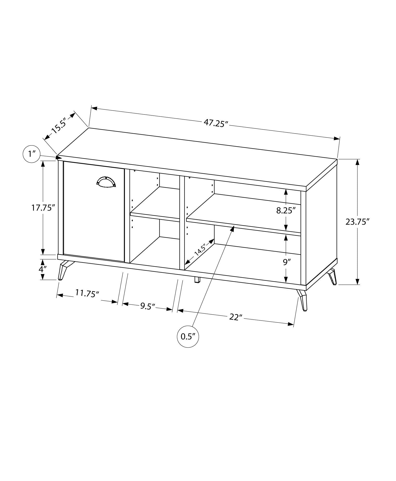 MEUBLE TV - 48"L / CONCRETE GRIS / FAUX BOIS BRUN MOYEN