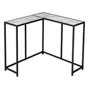 TABLE D'APPOINT - 36"L / MARBRE BLANC / CONSOLE DE COIN NOIR