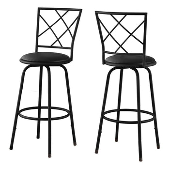 TABOURET DE BAR - 2PCS / PIVOTANT / NOIR / SIÈGE SIMILICUIR NOIR 