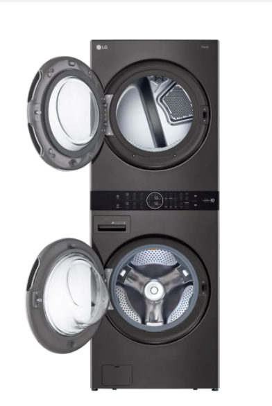 Laveuse-Sécheuse À Vapeur Haute Efficacité "WashTower" En Acier Inoxydable Noir LG ( WKEX200HBA