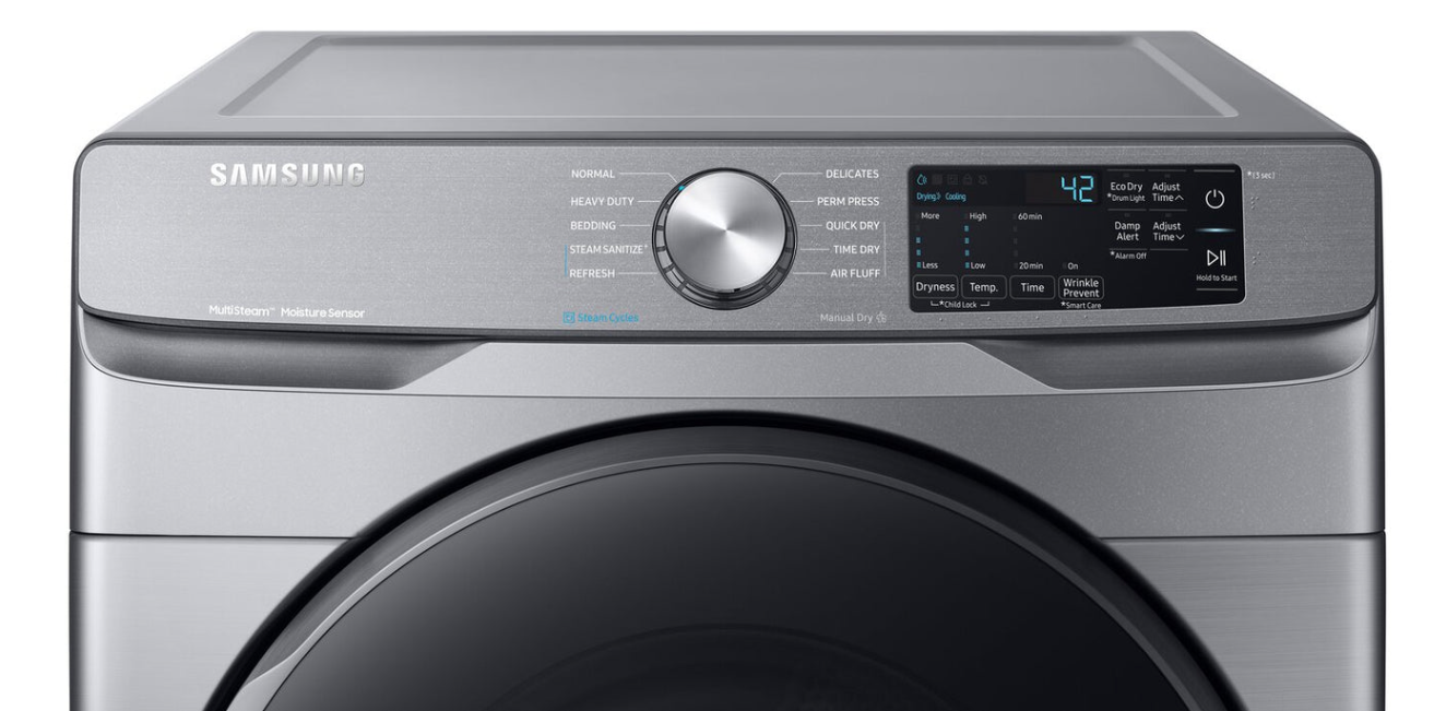 Sécheuse électrique Samsung de 7,5 pi cu. avec assainissement à la vapeur – DVE45T6100P/AC