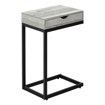 TABLE D'APPOINT - SIMILI BOIS GRIS / NOIR / TIROIR 