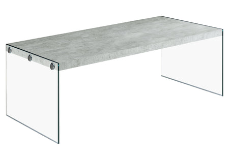 TABLE BASSE - CIMENT GRIS AVEC VERRE TREMPÉ 