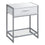 TABLE D'APPOINT - 22"H / BLANC/ METAL ARGENT/ VERRE TREMPE