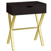 TABLE D'APPOINT - 24"H / ESPRESSO / MÉTAL DORÉ