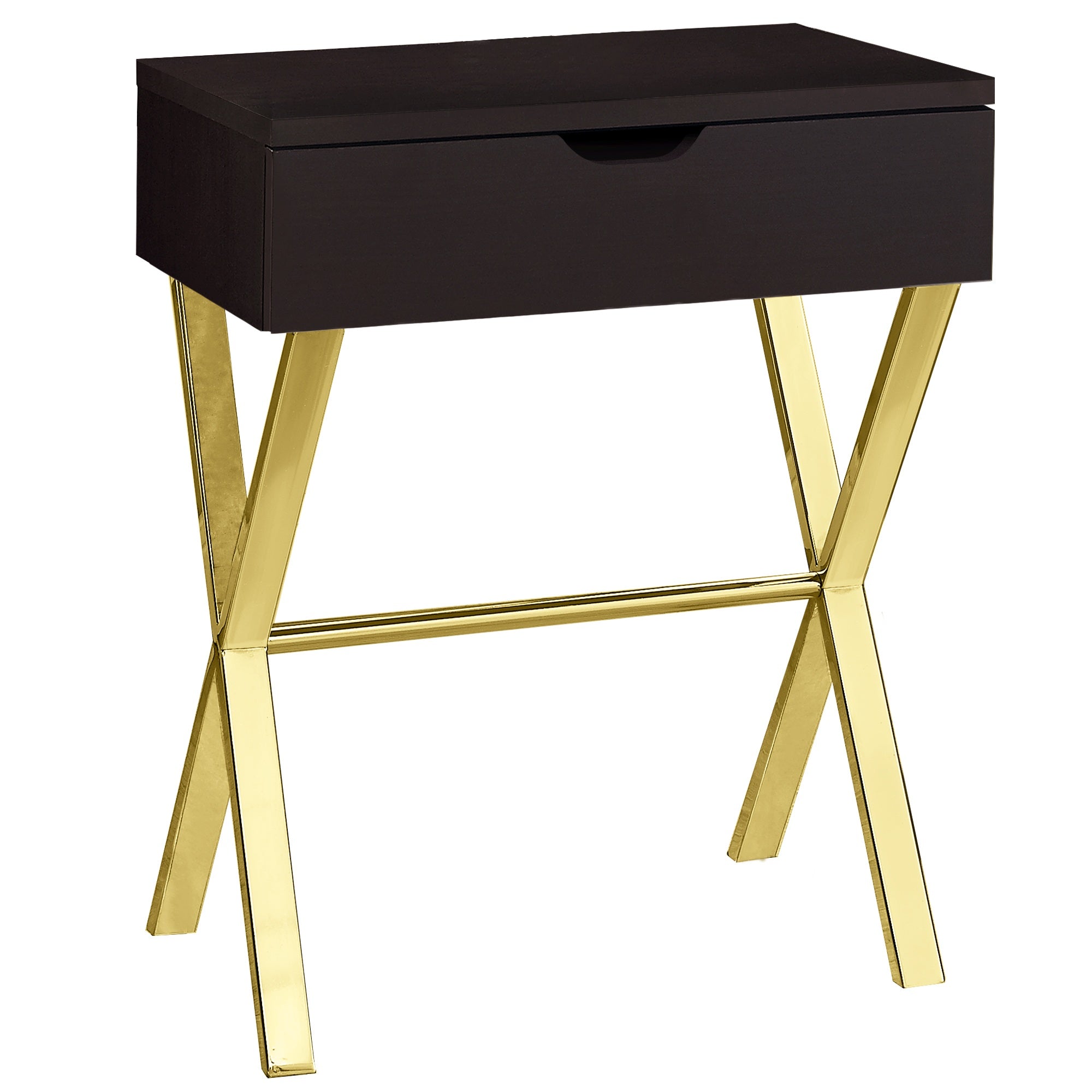 TABLE D'APPOINT - 24"H / ESPRESSO / MÉTAL DORÉ