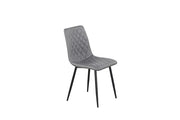 Siège rembourré gris avec chaise à pieds noirs - Ensemble de 6 pièces