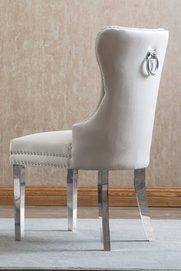 Chaise 2 pièces en velours crème