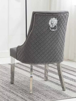 Chaise en velours gris 2 pièces