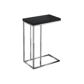 TABLE D'APPOINT - NOIR BRILLANT AVEC MÉTAL CHROMÉ 