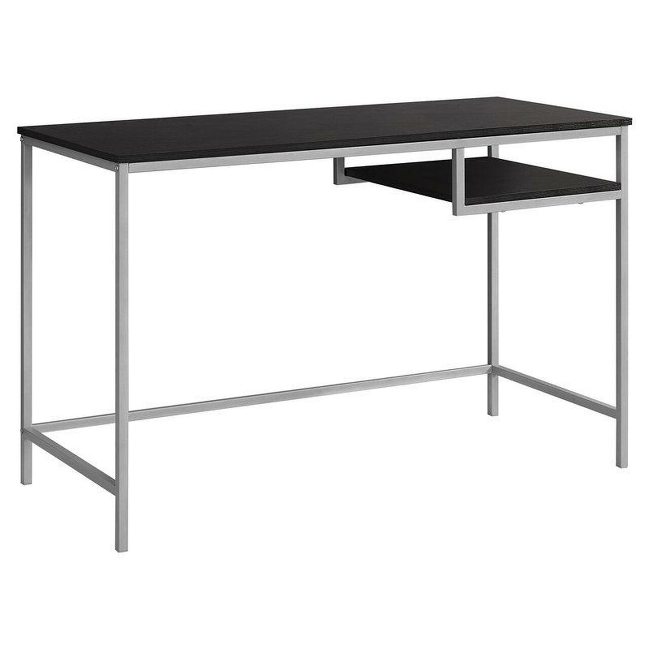 BUREAU D'ORDINATEUR - 48"L / ESPRESSO / METAL ARGENT