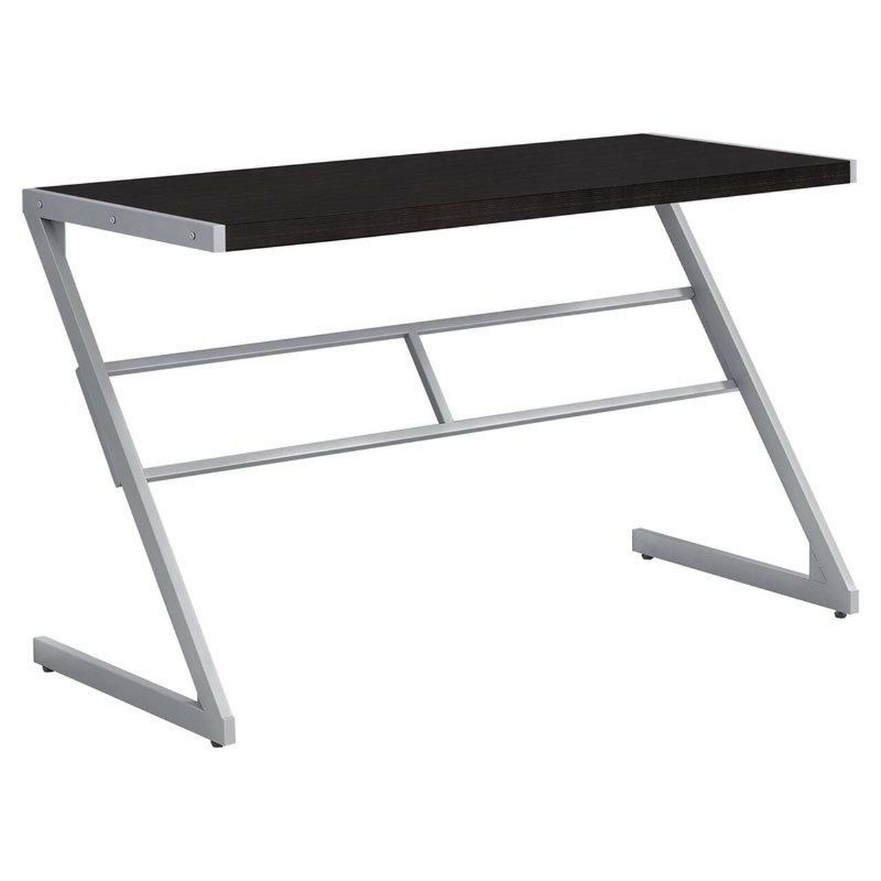 BUREAU D'ORDINATEUR - 48"L / ESPRESSO / METAL ARGENT