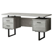 BUREAU D'ORDINATEUR - 60"L / BOIS DE RÉCUPÉRATION GRIS / MÉTAL NOIR