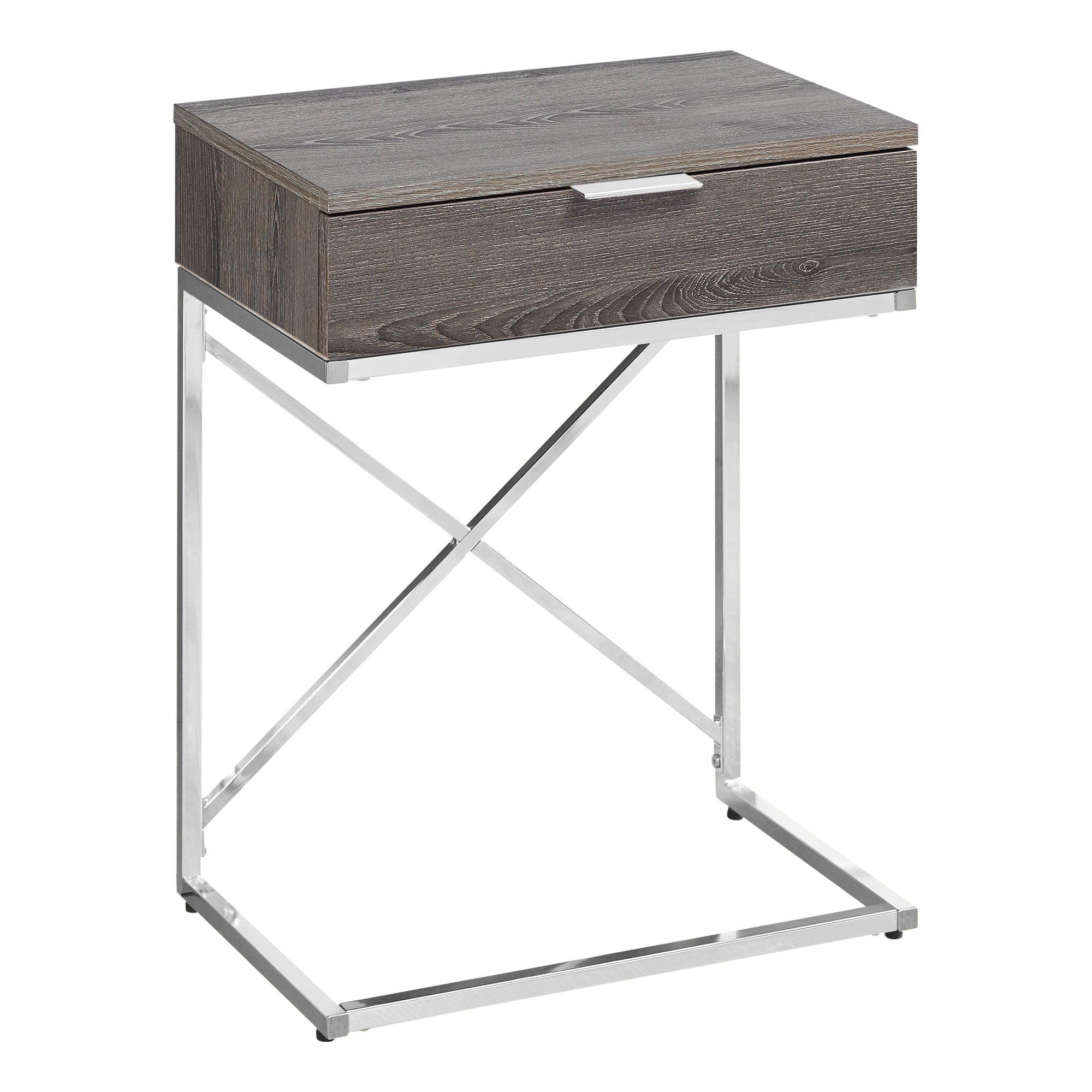 TABLE D'APPOINT - 24"H / GRIS / METAL CHROME