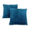 COUSSIN - 18"X 18" / STYLE CÔTELÉ ULTRA DOUX BLEU / 2PCS 