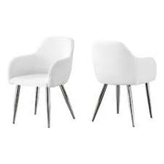 CHAISE DE SALLE A MANGER - 2PCS / 33"H / SIMILI-CUIR BLANC / CHROME
