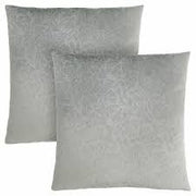 COUSSIN - 18"X 18" / VELOURS FLORAL GRIS PÂLE / 2PCS