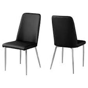 CHAISE DE SALLE A MANGER - 2PCS / 37"H / SIMILI-CUIR NOIR / CHROME