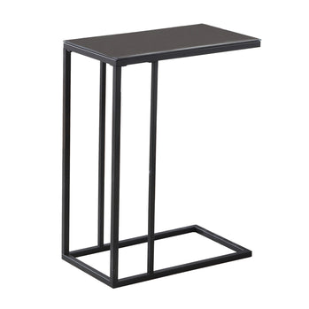 TABLE D'APPOINT - MÉTAL NOIR / VERRE TREMPÉ NOIR 