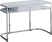 BUREAU D'ORDINATEUR - 48"L / BLANC BRILLANT / METAL CHROME