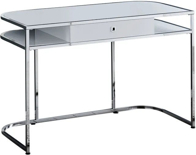 BUREAU D'ORDINATEUR - 48"L / BLANC BRILLANT / METAL CHROME