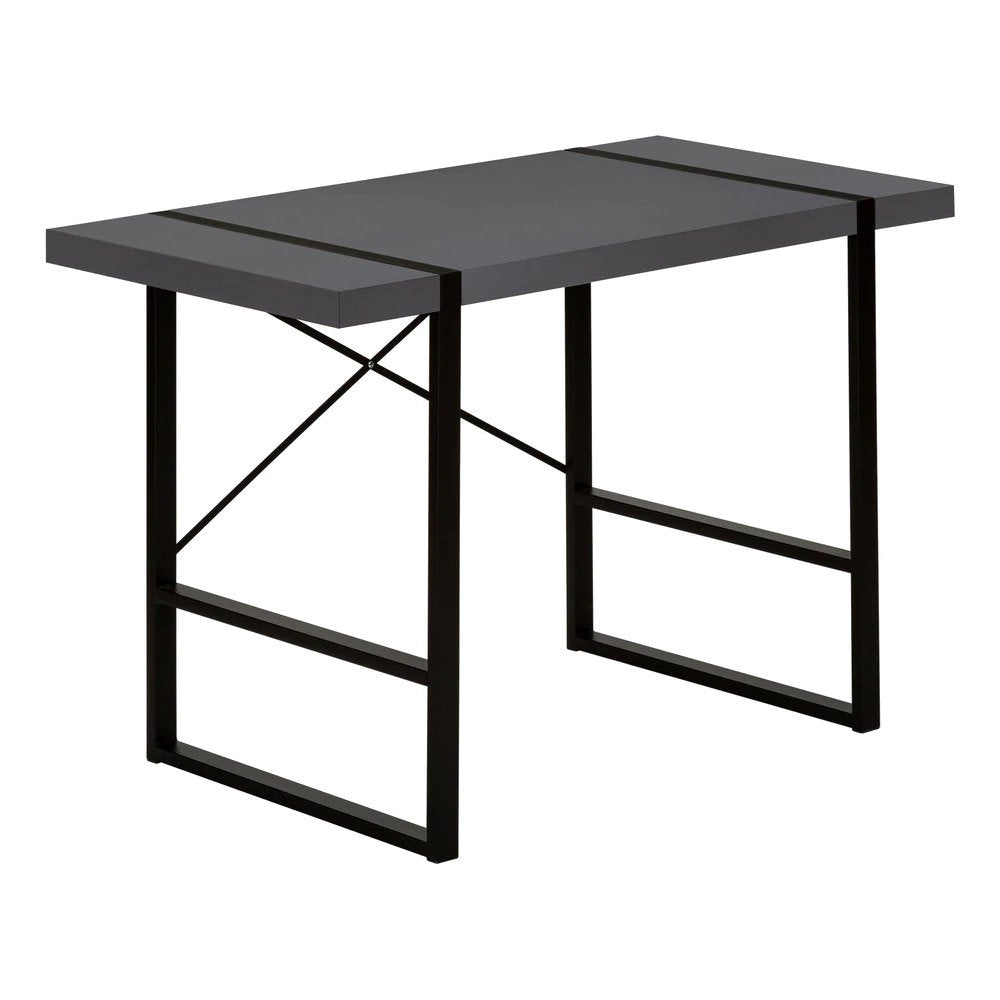 BUREAU D'ORDINATEUR - 48"L / GRIS MODERNE / METAL NOIR
